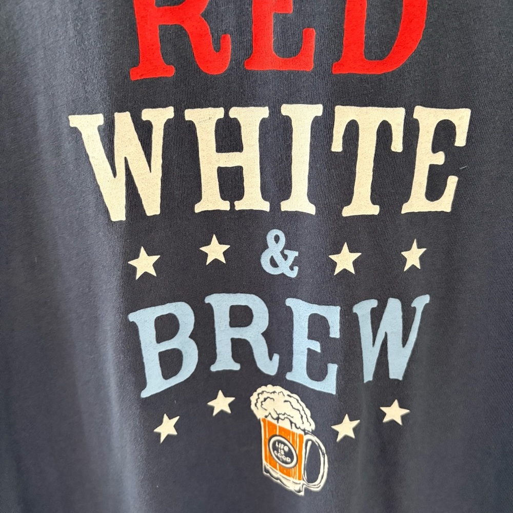 Life is Good Red, White, and Brew Patriotic Cotton Tee. Size Small. - Picture 2 of 7